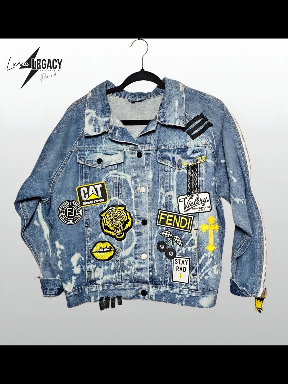 Custom Patchwork And Embellised Denim Jacket - Picture 2 of 4